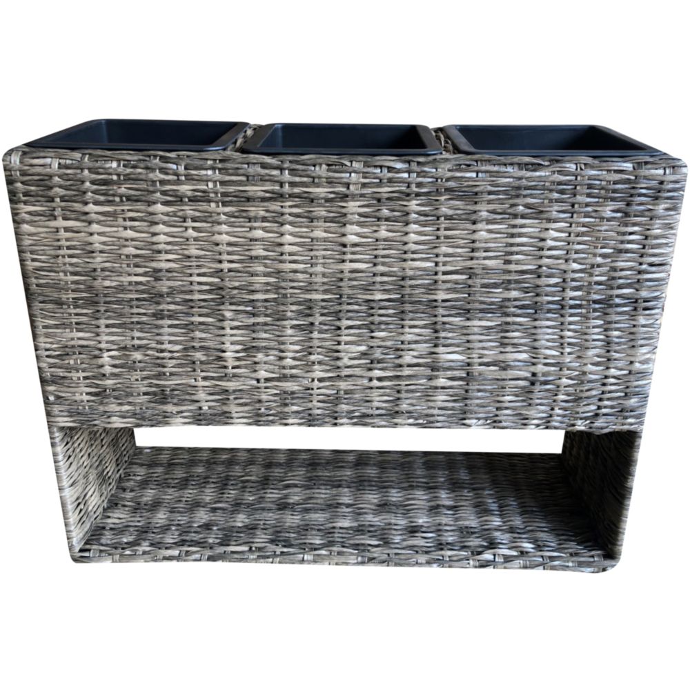 Blumenkasten mit 3 Pflanztöpfen, anisbraun